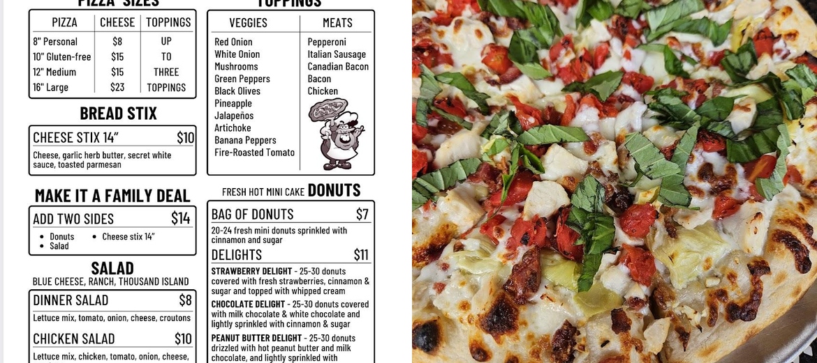 Papas Pizzeria Menu